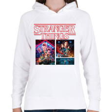 PRINTFASHION Stranger things - Női kapucnis pulóver - Fehér