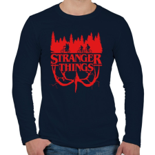 PRINTFASHION Stranger Things piros - Férfi hosszú ujjú póló - Sötétkék férfi póló