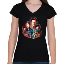 PRINTFASHION Stranger Things - season 4 - Női V-nyakú póló - Fekete női póló
