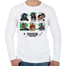 PRINTFASHION Stranger Things szereplők - Férfi hosszú ujjú póló - Fehér férfi póló