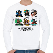PRINTFASHION Stranger Things szereplők - Férfi pulóver - Fehér férfi pulóver, kardigán
