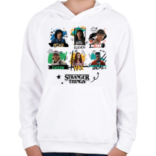 PRINTFASHION Stranger Things szereplők - Gyerek kapucnis pulóver - Fehér gyerek pulóver, kardigán