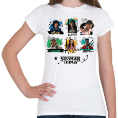 PRINTFASHION Stranger Things szereplők - Női póló - Fehér