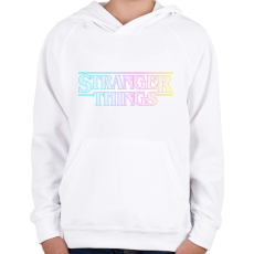 PRINTFASHION Stranger Things szivárvány - Gyerek kapucnis pulóver - Fehér