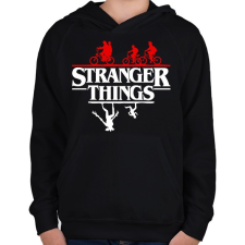 PRINTFASHION stranger things upside down - Gyerek kapucnis pulóver - Fekete gyerek pulóver, kardigán