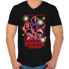 PRINTFASHION #strangerthings - Férfi V-nyakú póló - Fekete