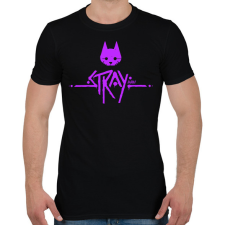 PRINTFASHION Stray purple - Férfi póló - Fekete férfi póló