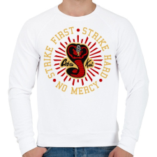 PRINTFASHION Strike first, Strike hard, No mercy - Cobra Kai - Férfi pulóver - Fehér férfi pulóver, kardigán