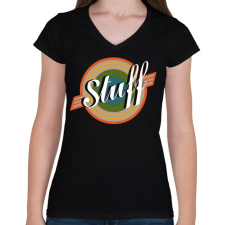 PRINTFASHION Stuff - Női V-nyakú póló - Fekete női póló