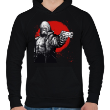 PRINTFASHION Stukkeres Gorilla - Férfi kapucnis pulóver - Fekete férfi pulóver, kardigán