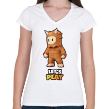 PRINTFASHION Stumble Guys - Bigfoot - Női V-nyakú póló - Fehér női póló