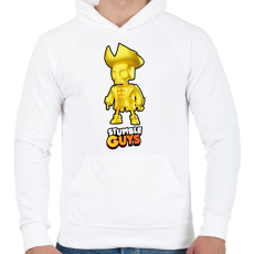 PRINTFASHION Stumble Guys - Capt. Goldhert - Férfi kapucnis pulóver - Fehér