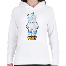 PRINTFASHION Stumble Guys - Frost Yeti - Női kapucnis pulóver - Fehér