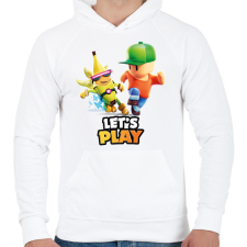 PRINTFASHION Stumble Guys - Let's play - Férfi kapucnis pulóver - Fehér férfi pulóver, kardigán