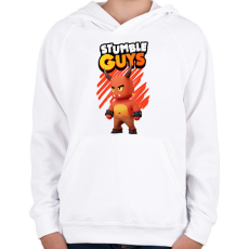 PRINTFASHION Stumble guys Red Demon - Gyerek kapucnis pulóver - Fehér