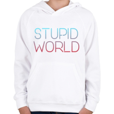 PRINTFASHION Stupid World - Gyerek kapucnis pulóver - Fehér