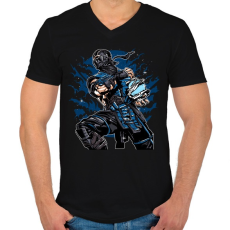 PRINTFASHION Sub Zero - Férfi V-nyakú póló - Fekete