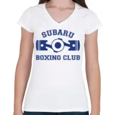 PRINTFASHION Subaru Boxing Club - Női V-nyakú póló - Fehér női póló