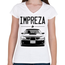 PRINTFASHION Subaru Impreza - Női V-nyakú póló - Fehér