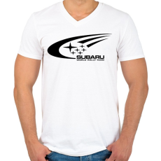 PRINTFASHION Subaru Rally Team - Férfi V-nyakú póló - Fehér