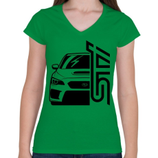 PRINTFASHION Subaru STI - Női V-nyakú póló - Zöld