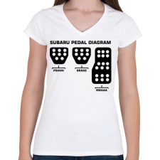 PRINTFASHION Subaru vezetés - Női V-nyakú póló - Fehér női póló