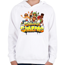 PRINTFASHION Subway surfers - Gyerek kapucnis pulóver - Fehér gyerek pulóver, kardigán