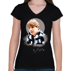 PRINTFASHION suga - Női V-nyakú póló - Fekete