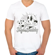 PRINTFASHION Sugar Daddy - Férfi V-nyakú póló - Fehér férfi póló