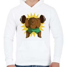 PRINTFASHION Súlyemelő medve - Férfi kapucnis pulóver - Fehér