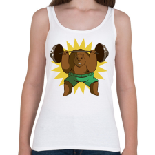 PRINTFASHION Súlyemelő medve - Női atléta - Fehér női trikó