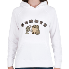 PRINTFASHION Summer Cica - Női kapucnis pulóver - Fehér