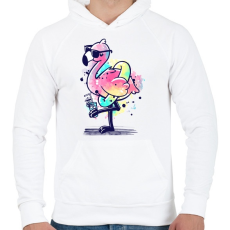 PRINTFASHION Summer Flamingo - Férfi kapucnis pulóver - Fehér