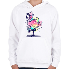 PRINTFASHION Summer Flamingo - Gyerek kapucnis pulóver - Fehér