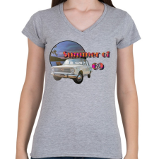 PRINTFASHION Summer of 69 - Női V-nyakú póló - Sport szürke női póló