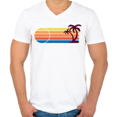PRINTFASHION Summer palm - Férfi V-nyakú póló - Fehér