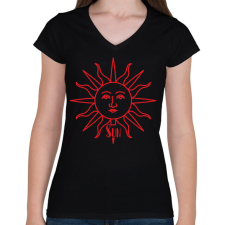 PRINTFASHION Sun-Moon - Női - Női V-nyakú póló - Fekete női póló