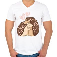 PRINTFASHION süni - Férfi V-nyakú póló - Fehér