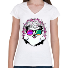 PRINTFASHION Süni - Női V-nyakú póló - Fehér