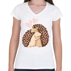 PRINTFASHION süni - Női V-nyakú póló - Fehér