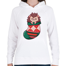 PRINTFASHION Süni zokniban - Női kapucnis pulóver - Fehér női pulóver, kardigán