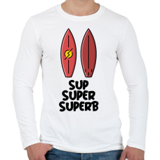 PRINTFASHION SUP SUPER SUPERB - Férfi hosszú ujjú póló - Fehér