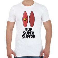 PRINTFASHION SUP SUPER SUPERB - Férfi póló - Fehér férfi póló