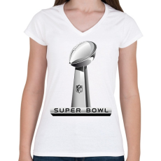 PRINTFASHION Super Bowl logo - Női V-nyakú póló - Fehér