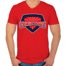 PRINTFASHION SUPER CHRISTMAS 2 - Férfi V-nyakú póló - Piros férfi póló