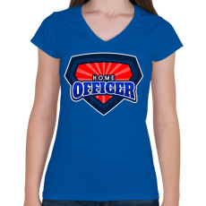 PRINTFASHION SUPER HOME OFFICER - Női V-nyakú póló - Királykék