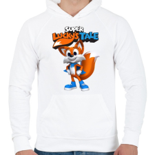 PRINTFASHION Super Lucky's Tale - Férfi kapucnis pulóver - Fehér férfi pulóver, kardigán