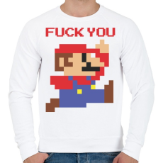 PRINTFASHION Super Mario - Fuck You - Férfi pulóver - Fehér