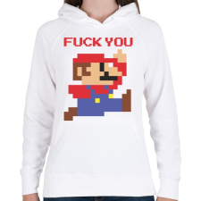PRINTFASHION Super Mario - Fuck You - Női kapucnis pulóver - Fehér női pulóver, kardigán