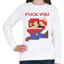 PRINTFASHION Super Mario - Fuck You - Női pulóver - Fehér női pulóver, kardigán